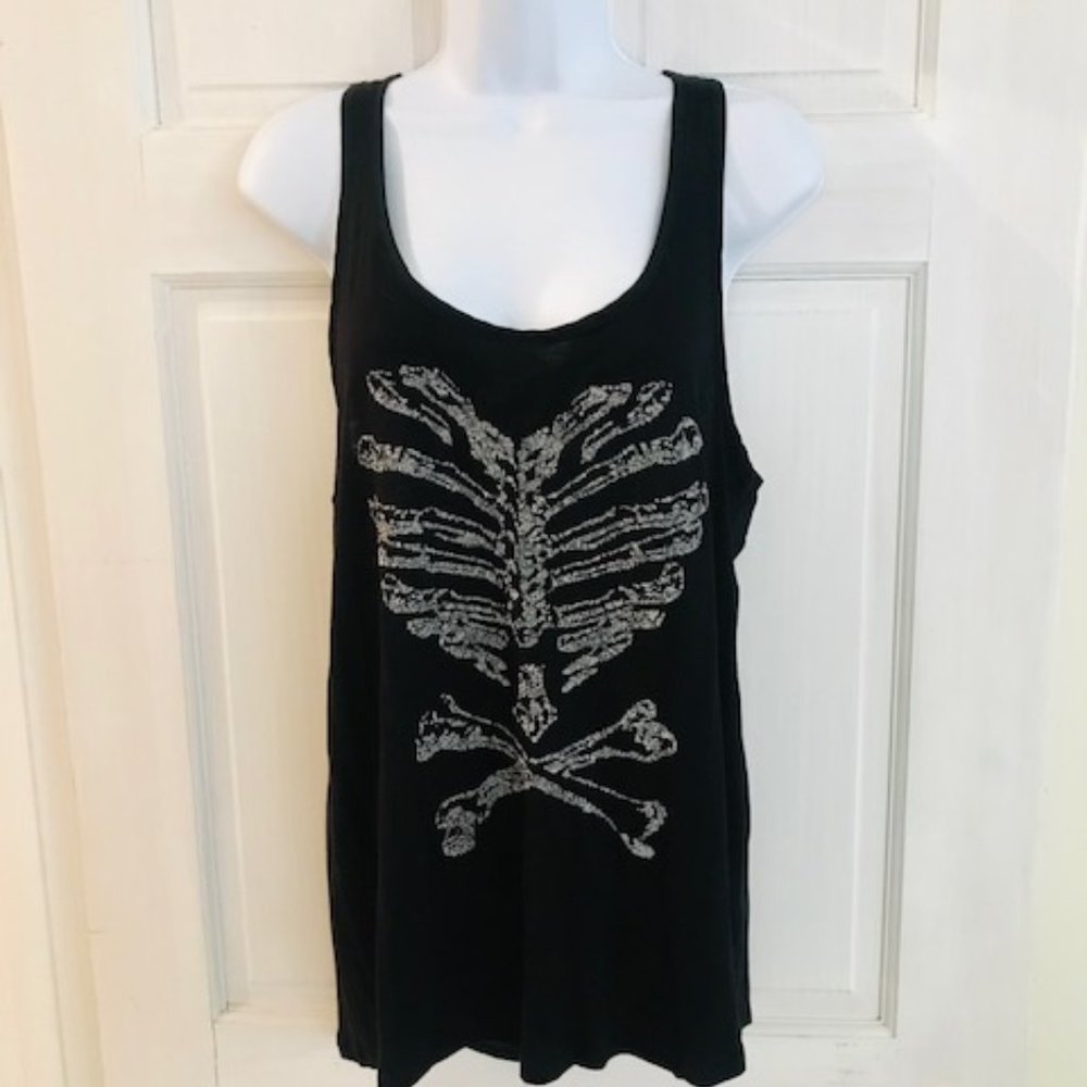 ISSI Black Beaded Tank with Sheer Back Detail